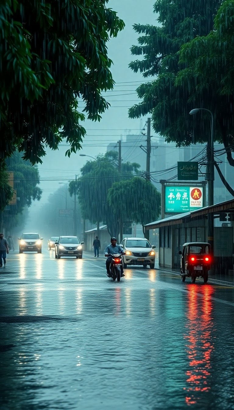 Pristine Monsoon Rain Heavy Downpour Photorealistic Wallpaper