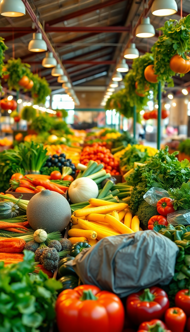 Fierce Farmers Market Produce Colorful Photorealistic Wallpaper