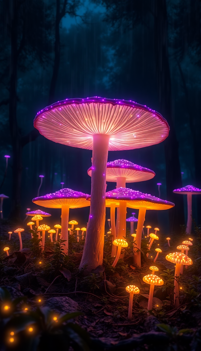 Mysterious Storm Gold And Bioluminescent Photorealistic Wallpaper