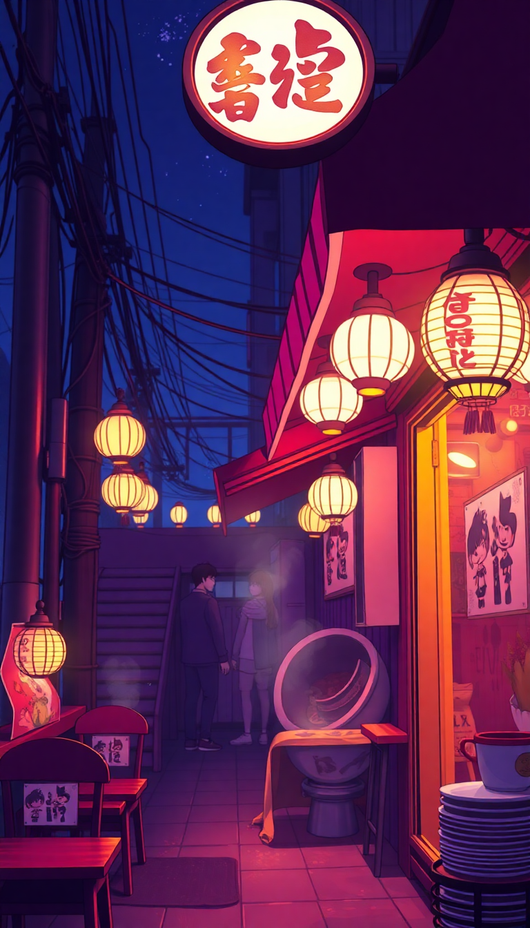 Hazy Cozy Ramen Shop Night Anime Wallpaper