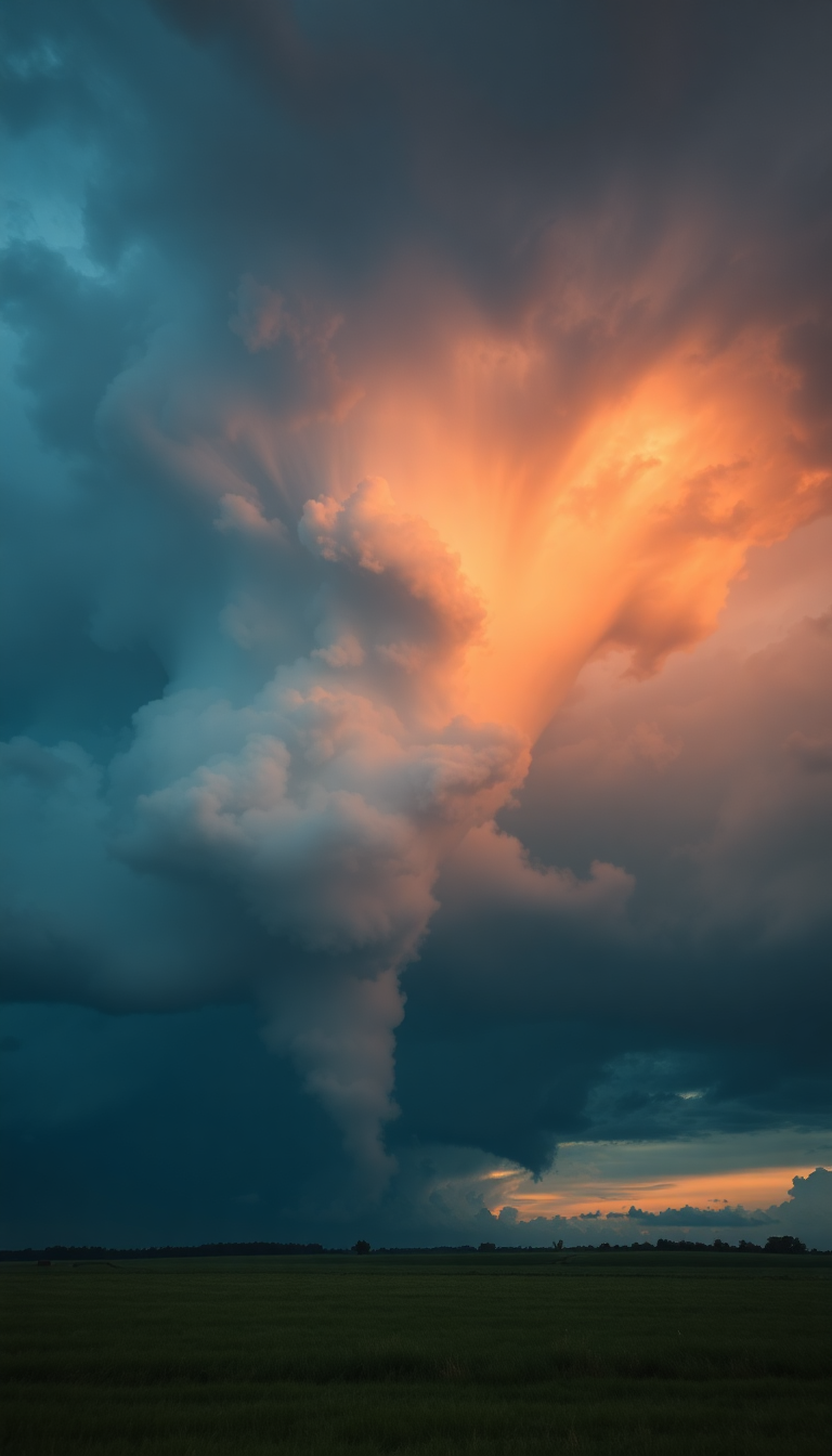 Noble Supercell Thunderstorm Dramatic Tornado Photorealistic Wallpaper