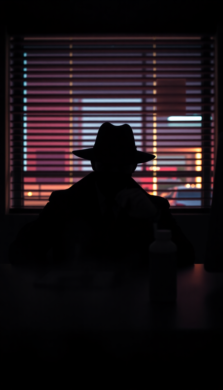 Radiant Noir Detective Office Blinds Aesthetic Wallpaper