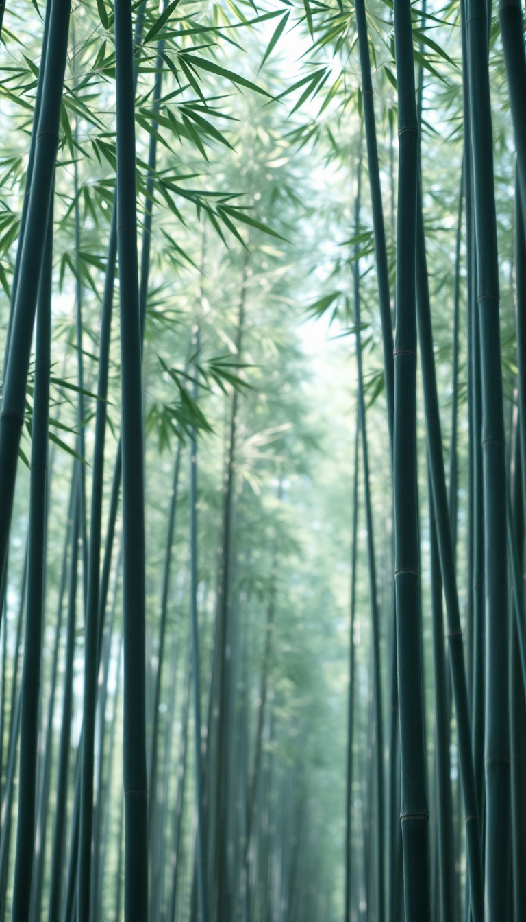Timeless Bamboo Grove Swaying Wind Minimalist Wallpaper