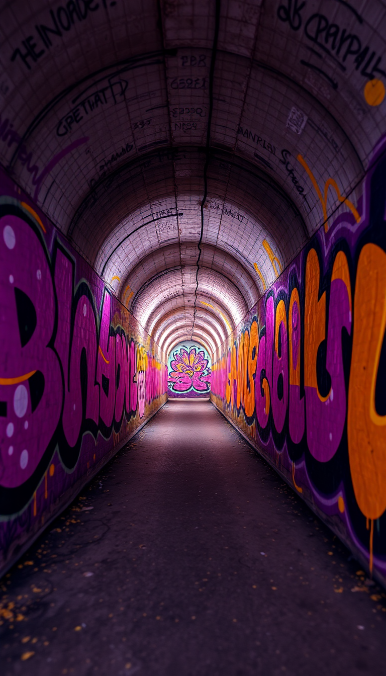 Graffiti Tunnel Perspective Vanishing Point Abstract Wallpaper