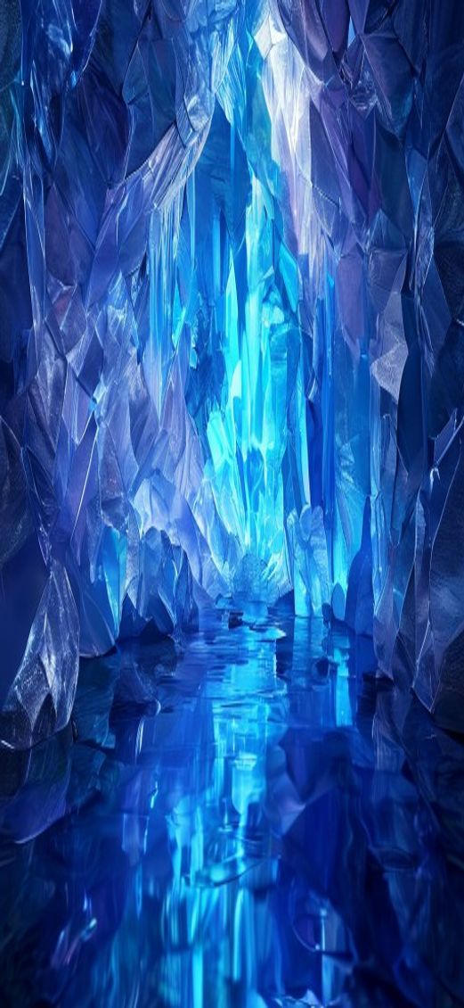 Raw Glacial Ice Cave Blue Photorealistic Wallpaper