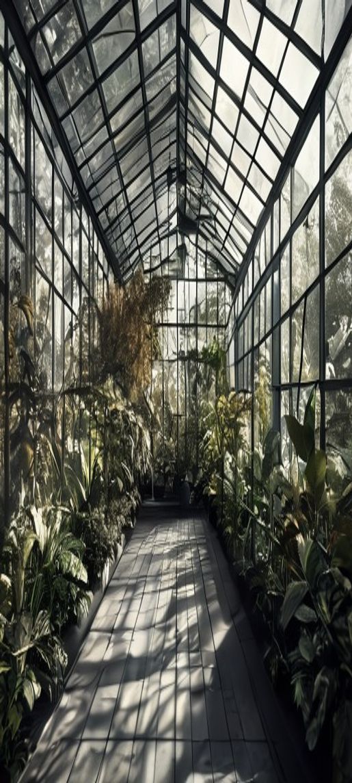 Beautiful Greenhouse Interior Botanical Garden Photorealistic Wallpaper