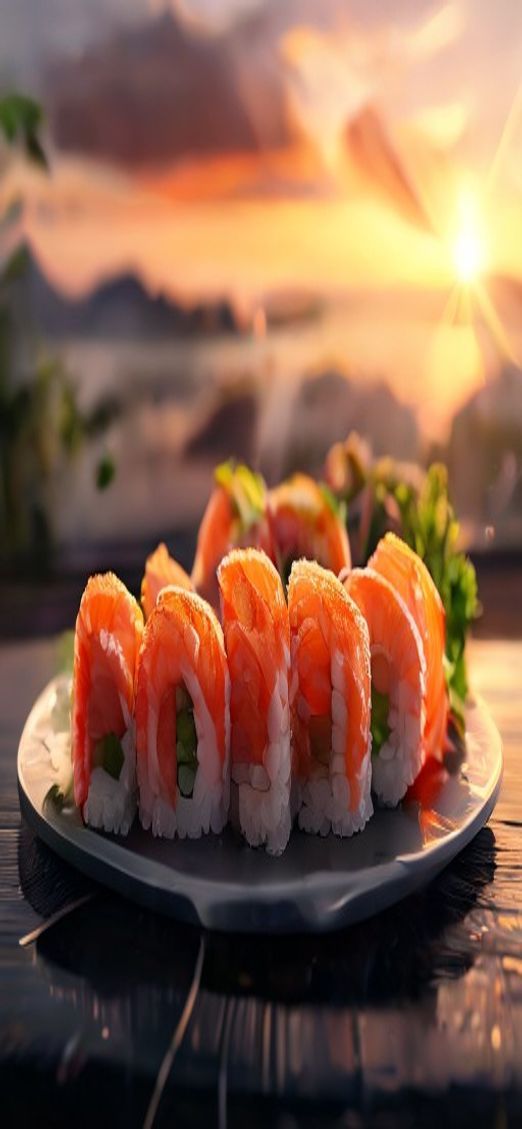 Noble Fresh Sushi Arrangement Artistic Photorealistic Wallpaper