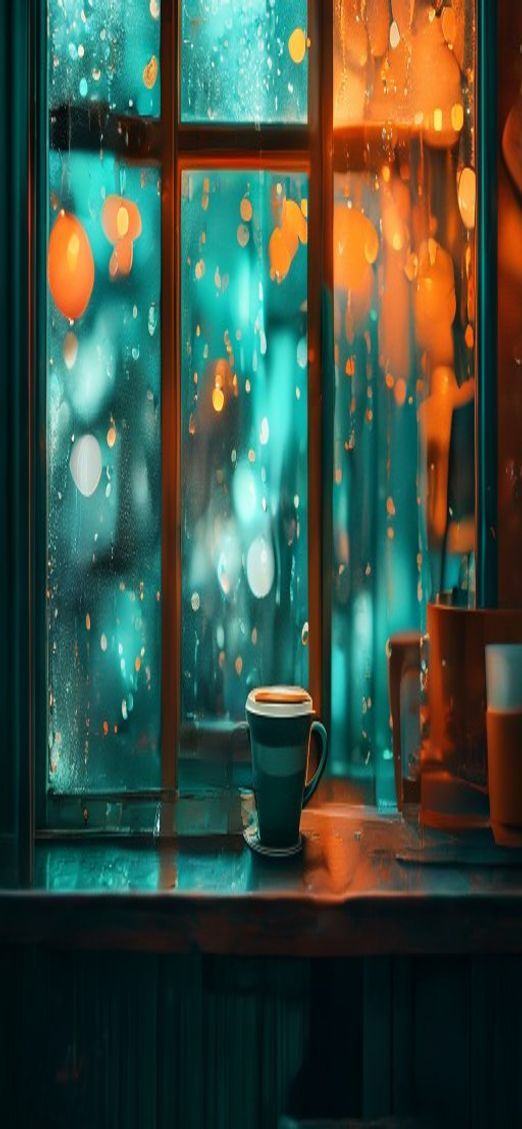 Shop Orange Window Cozy Coffee Aesthetic Wallpaper