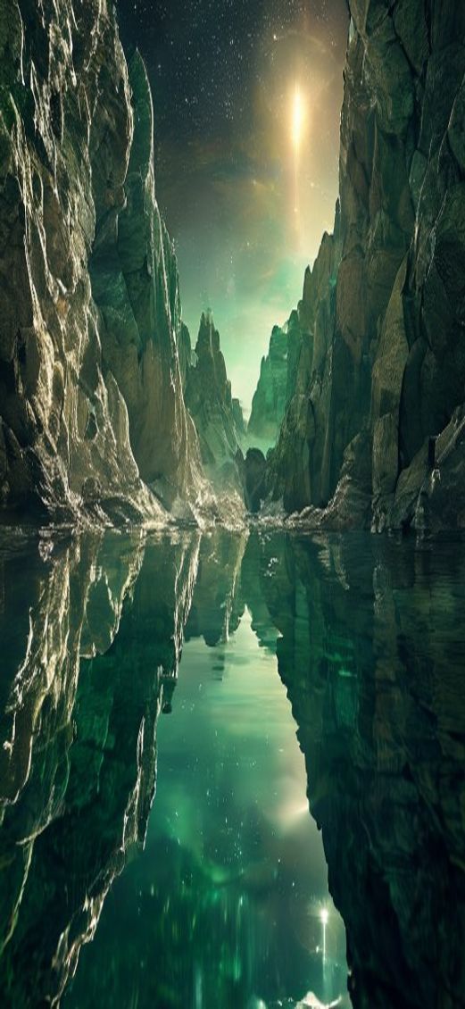 Crystal Caves Alien Moon Reflecting Aesthetic Wallpaper