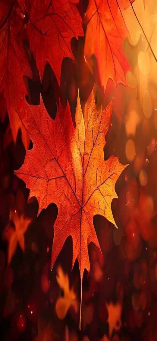 Sacred Autumn Leaves Falling Maple Photorealistic Wallpaper