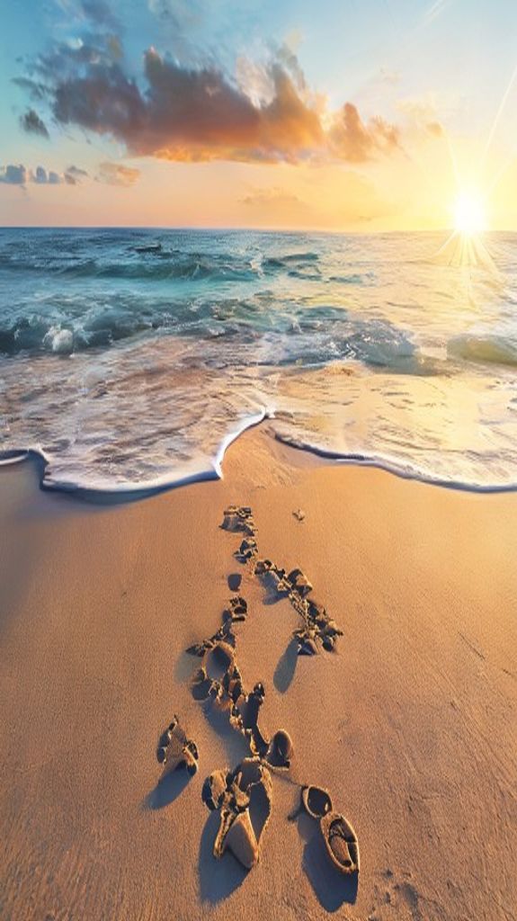 Cool Summer Beach Golden Hour Photorealistic Wallpaper