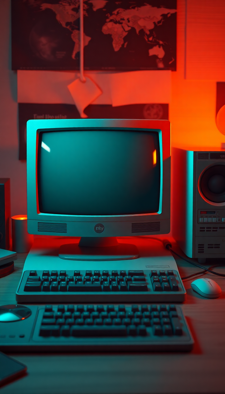 Dazzling Retro Computer Setup 90s Photorealistic Wallpaper