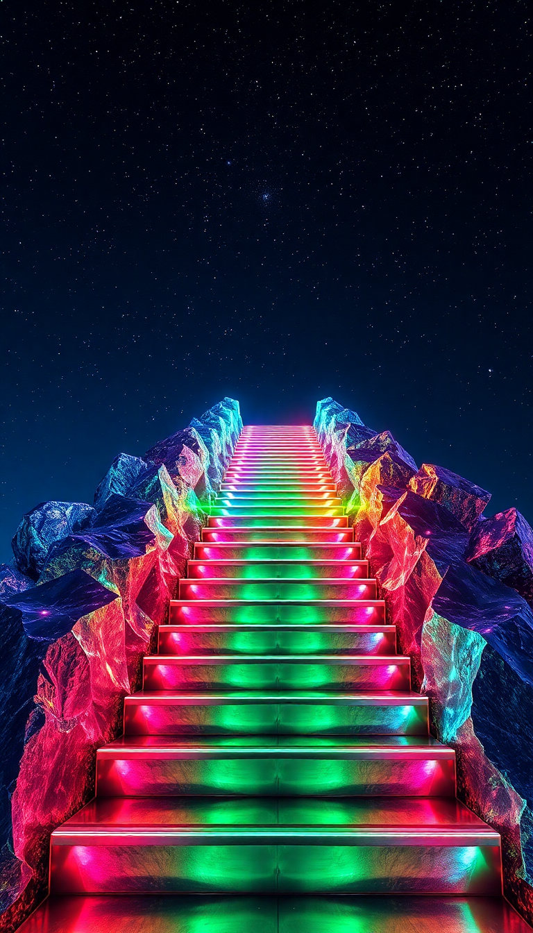 Bold Bismuth Crystal Formation Rainbow Photorealistic Wallpaper