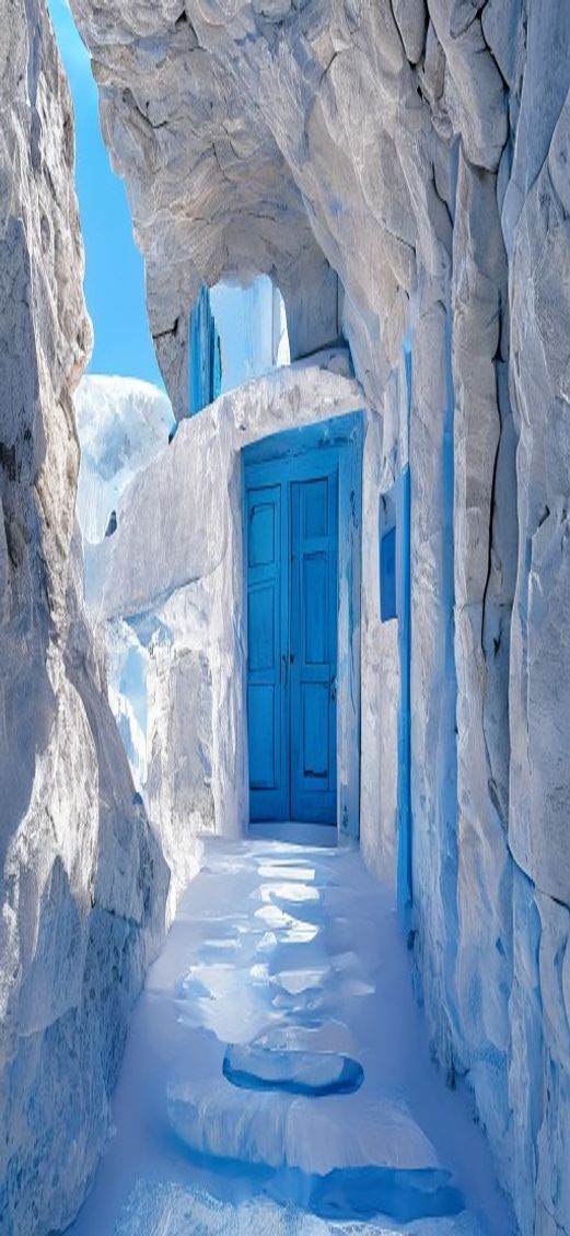 Infinite Cave House Santorini White Photorealistic Wallpaper