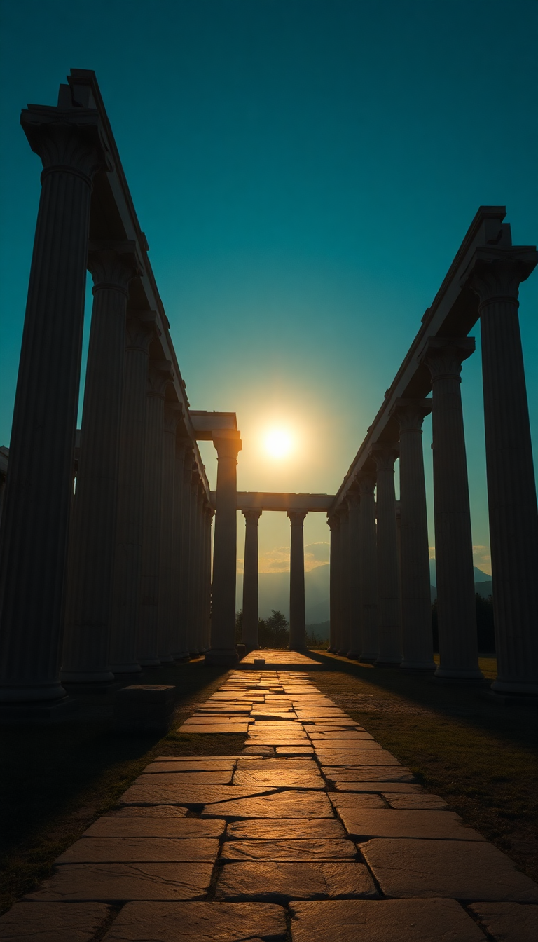 Charming Ancient Greek Temple Ruins Photorealistic Wallpaper