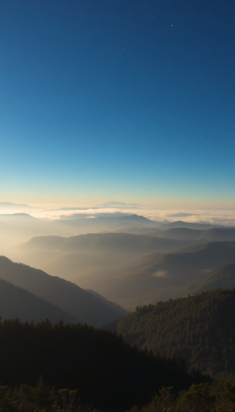 Futuristic Fog Rolling Over Mountains Photorealistic Wallpaper