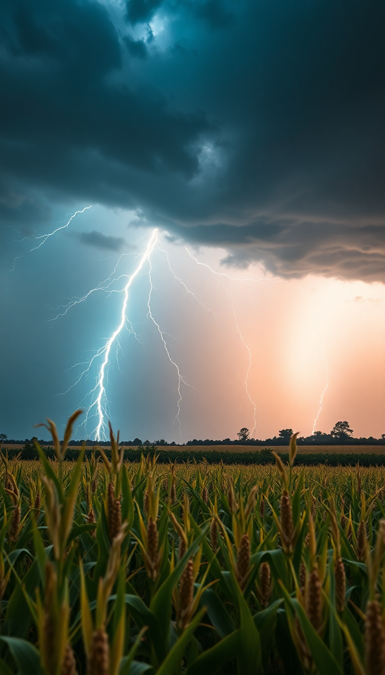 Alluring Summer Thunderstorm Lightning Over Photorealistic Wallpaper
