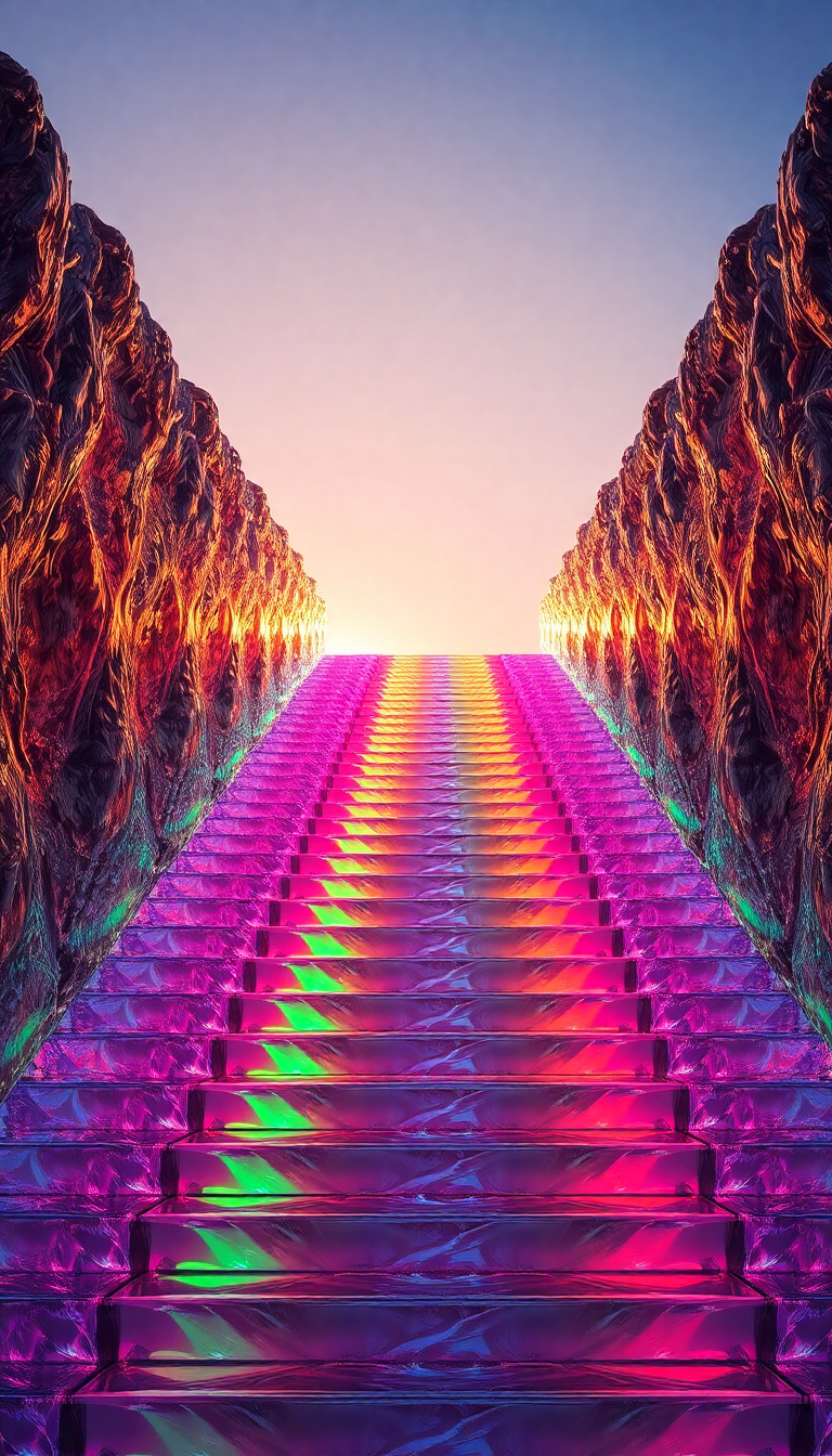Classic Bismuth Crystal Formation Rainbow Photorealistic Wallpaper