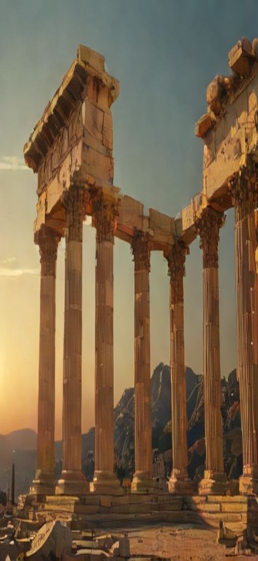 Enchanting Ancient Greek Temple Ruins Photorealistic Wallpaper