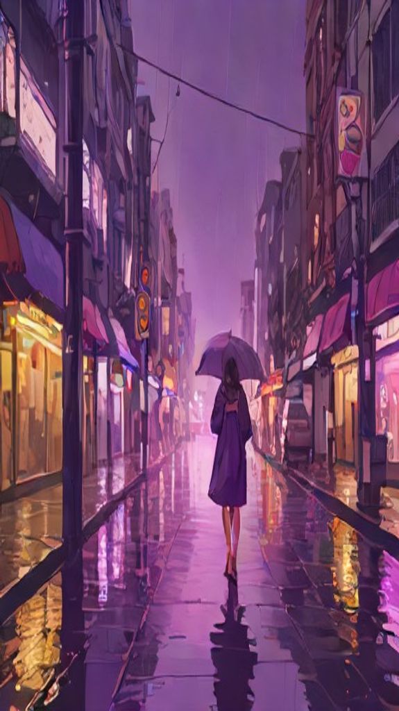 Monsoon Rain Heavy Downpour Street Anime Wallpaper