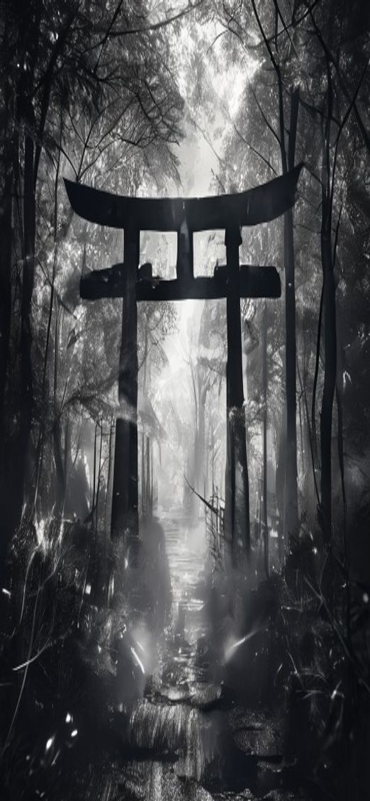 Spirit Forest Glowing Creatures Torii Abstract Wallpaper