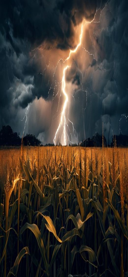 Glossy Summer Thunderstorm Lightning Over Photorealistic Wallpaper