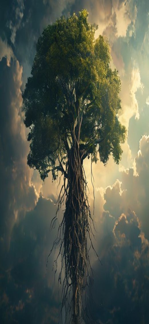 Primal Tree Growing Upside Down Digital art Wallpaper