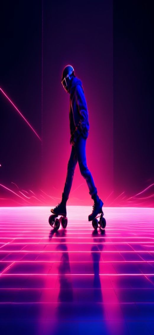 Premium Roller Skating Rink 80s Minimalist Wallpaper