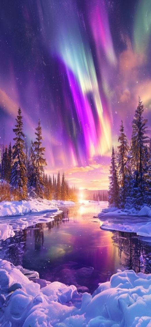 Sacred Winter Northern Lights Over Photorealistic Wallpaper