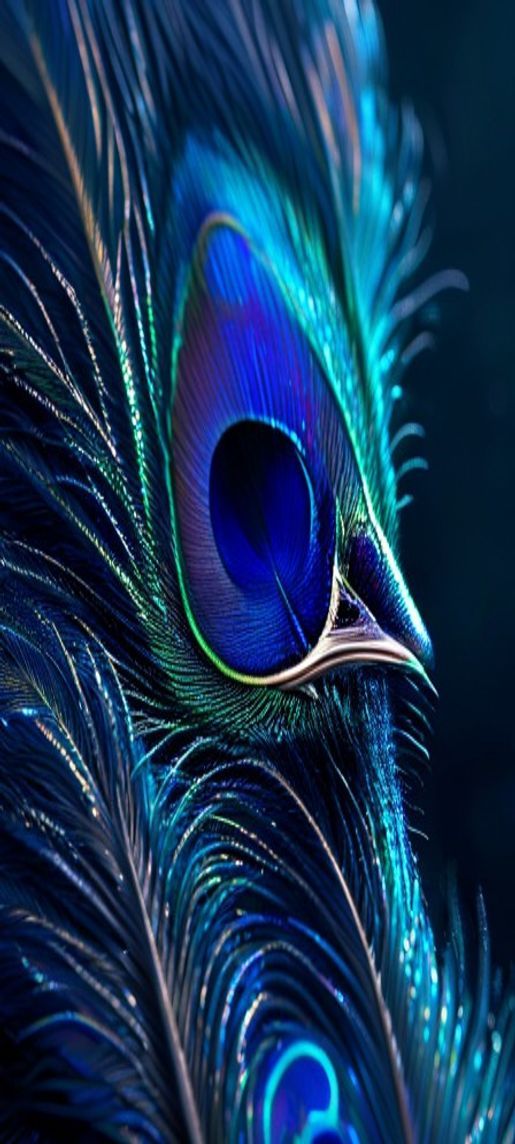 Classic Peacock Feather Macro Iridescent Photorealistic Wallpaper