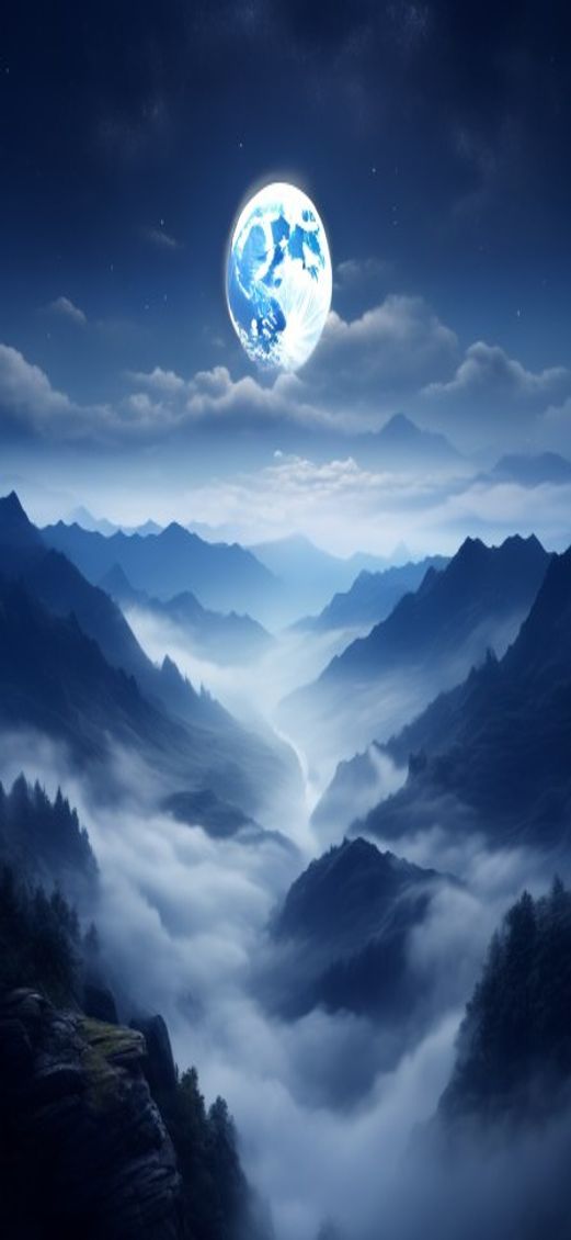 Vivid Fog Rolling Over Mountains Photorealistic Wallpaper