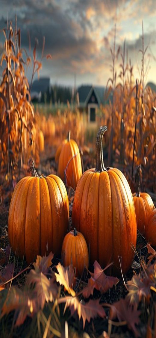 Fierce Autumn Harvest Pumpkins Corn Photorealistic Wallpaper