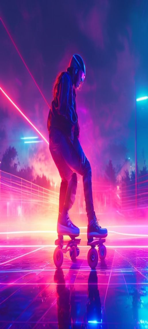 Lush Roller Skating Rink 80s Photorealistic Wallpaper