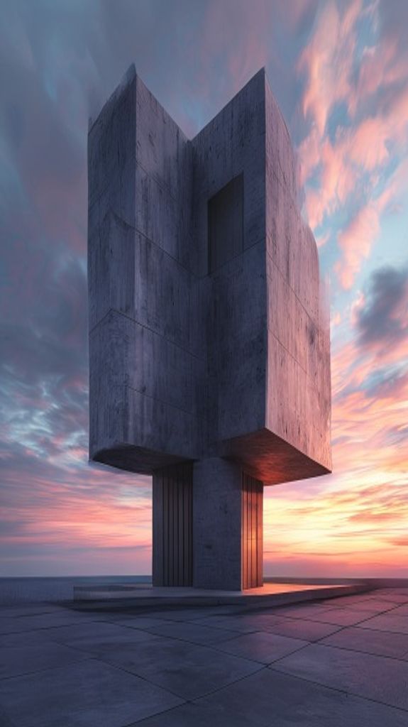 Exquisite Brutalist Architecture Concrete Geometric Photorealistic Wallpaper