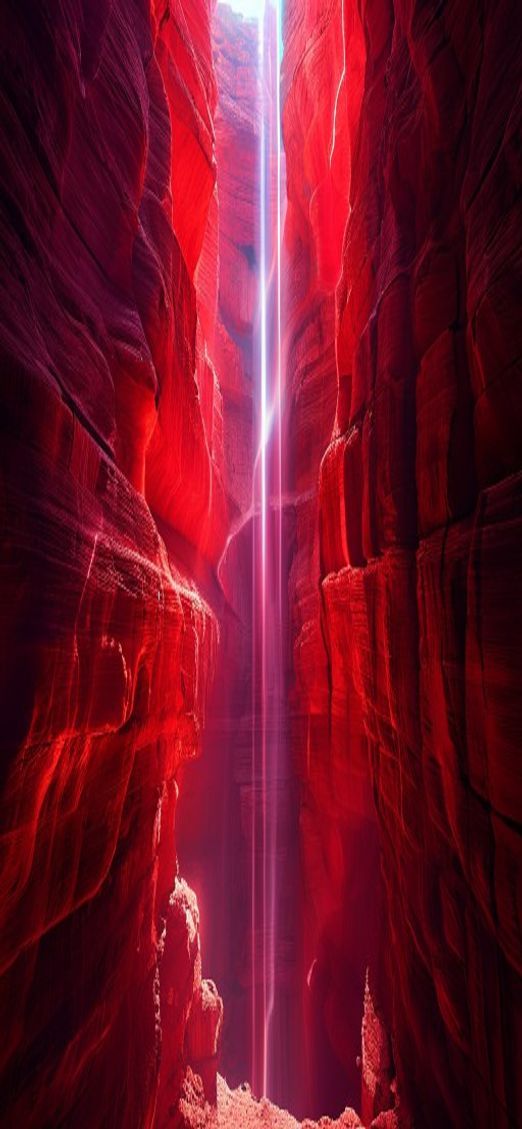 Rich Slot Canyon Light Beam Photorealistic Wallpaper