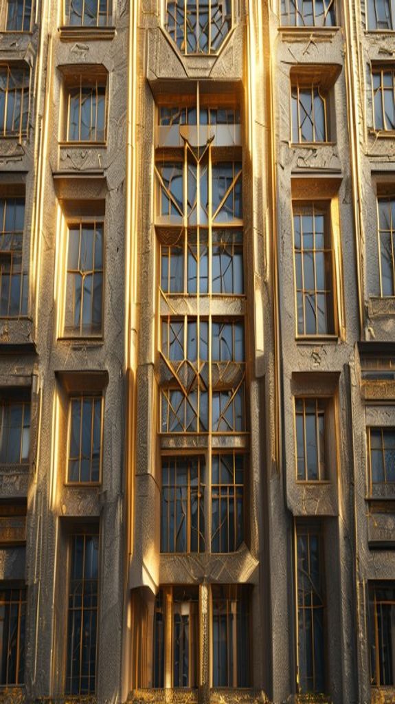 Pristine Art Deco Building Facade Photorealistic Wallpaper
