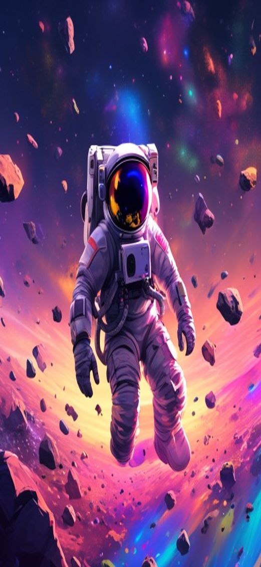 Subtle Astronaut Floating Through Colorful Digital art Wallpaper
