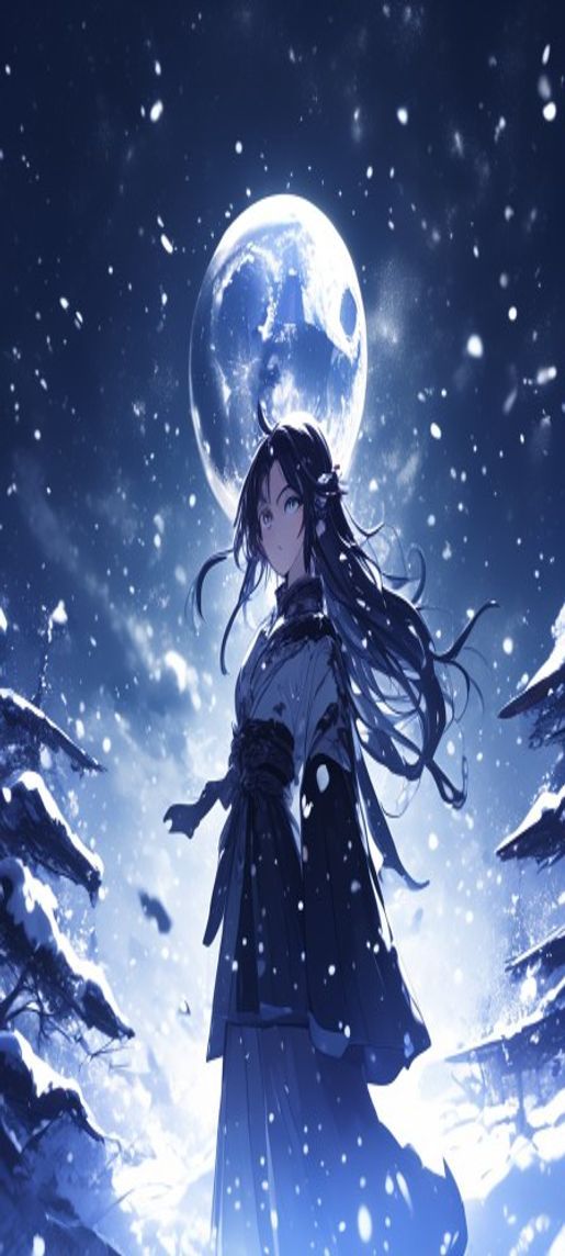 Whimsical Moonlit Shrine Maiden Anime Anime Wallpaper