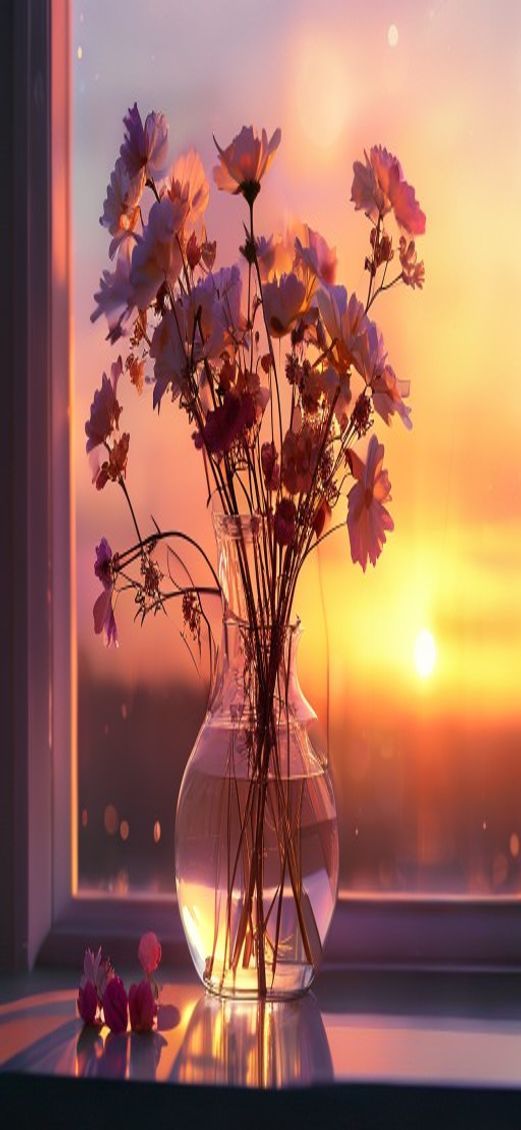 Mystic Dried Flowers Glass Vase Aesthetic Wallpaper