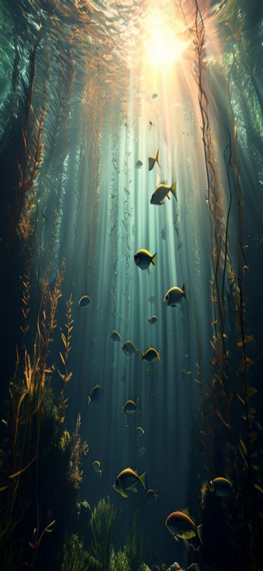 Tranquil Underwater Forest Kelp Swaying Photorealistic Wallpaper