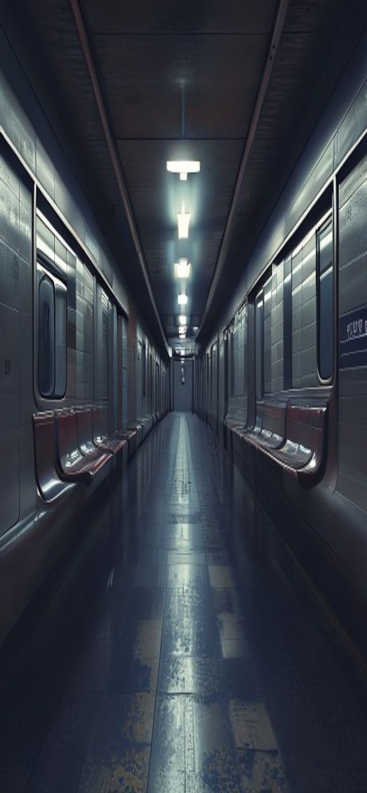 Empty Subway Station 3am Fluorescent Minimalist Wallpaper