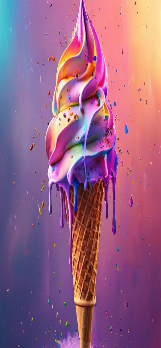 Gentle Ice Cream Cone Melting Photorealistic Wallpaper