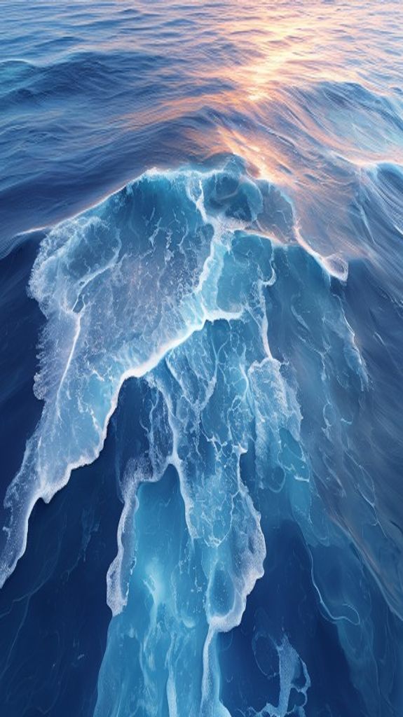 Retro Ocean Waves Aerial View Photorealistic Wallpaper