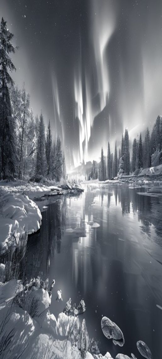 Gorgeous Winter Northern Lights Over Photorealistic Wallpaper