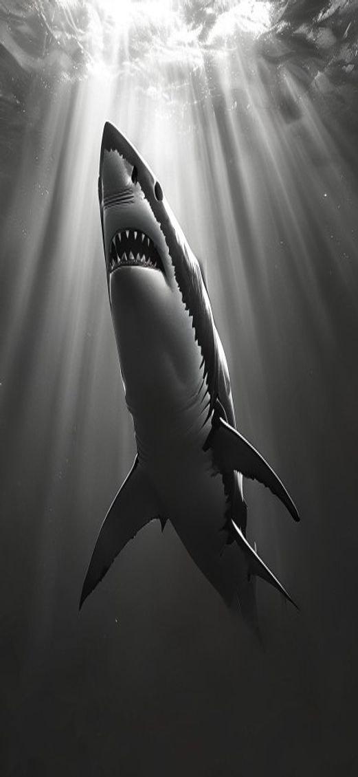 Noble Shark Silhouette From Below Photorealistic Wallpaper