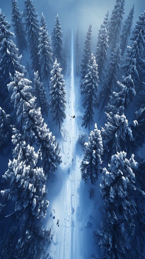 Glossy Winter First Snow Pine Photorealistic Wallpaper