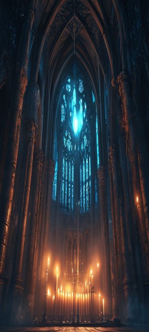 Pure Gothic Cathedral Interior Candlelight Photorealistic Wallpaper