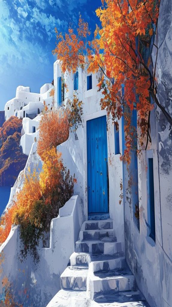 Cave House Santorini White Walls Abstract Wallpaper