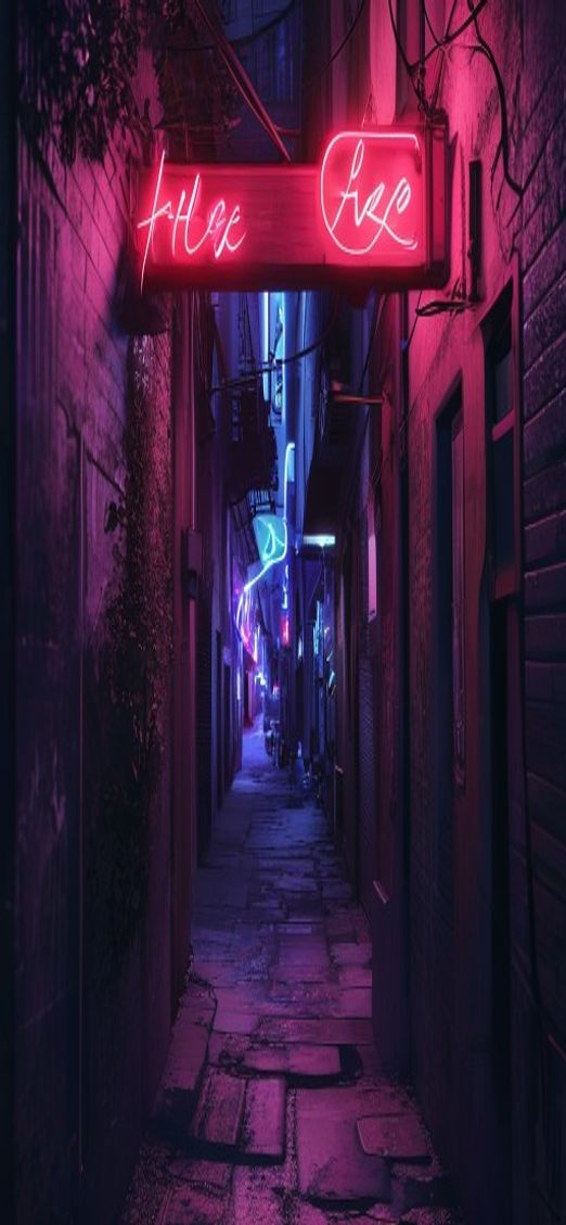 Silver Neon Sign Flickering Dark Aesthetic Wallpaper