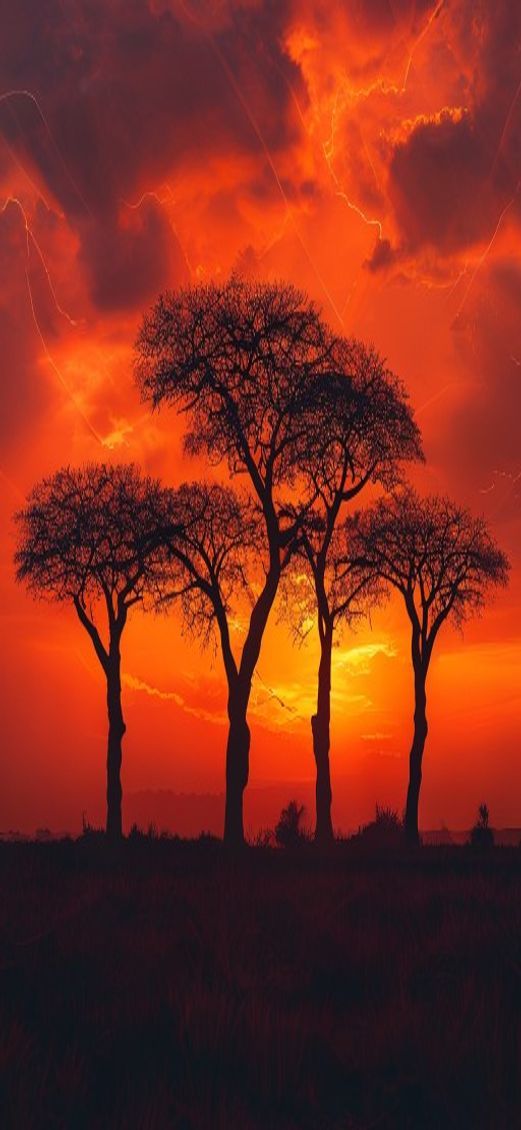 Captivating Baobab Trees Silhouette African Photorealistic Wallpaper